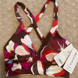 athleta plunge bikini top D size Small new print floral